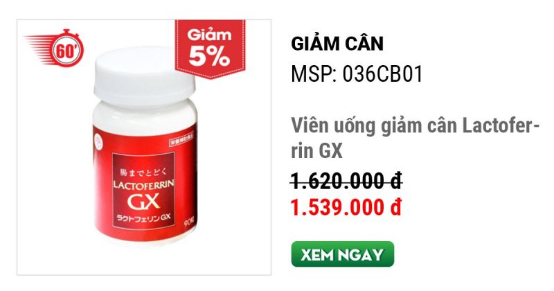 Viên uống giảm cân Lactoferrin GX