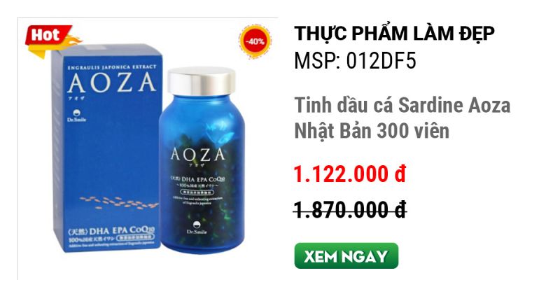 Tinh dầu cá Sardine Aoza Nhật Bản 300 viên