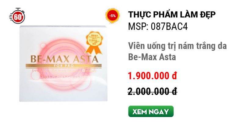 Viên uống trị nám trắng da Be-Max Asta