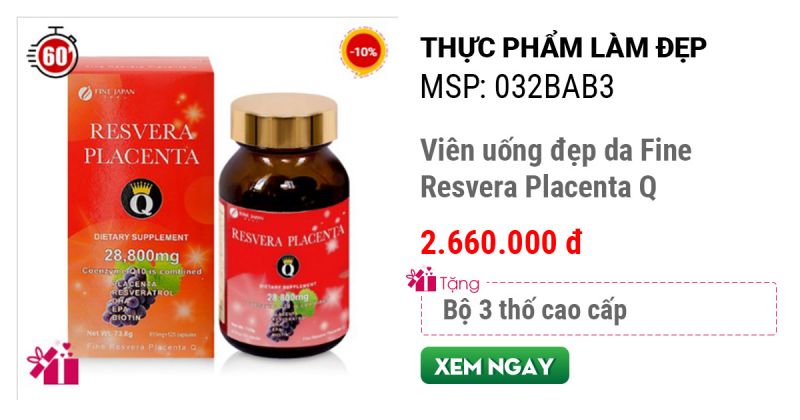 Viên uống đẹp da, làm chậm lão hóa Fine Resvera Placenta Q
