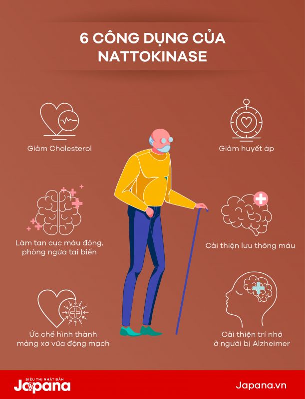 [Infographic] 6 công dụng nổi bật của Nattokinase đối với sức khỏe