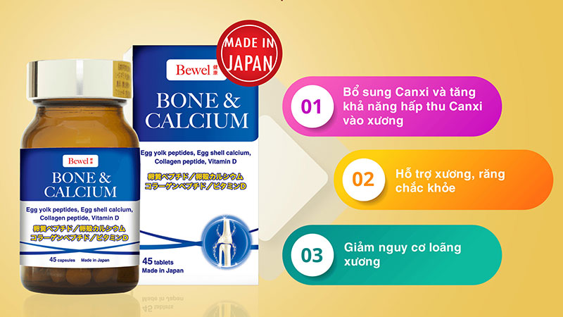 Viên uống hỗ trợ xương và tăng chiều cao Waki Bewel Bone & Calcium 45 viên