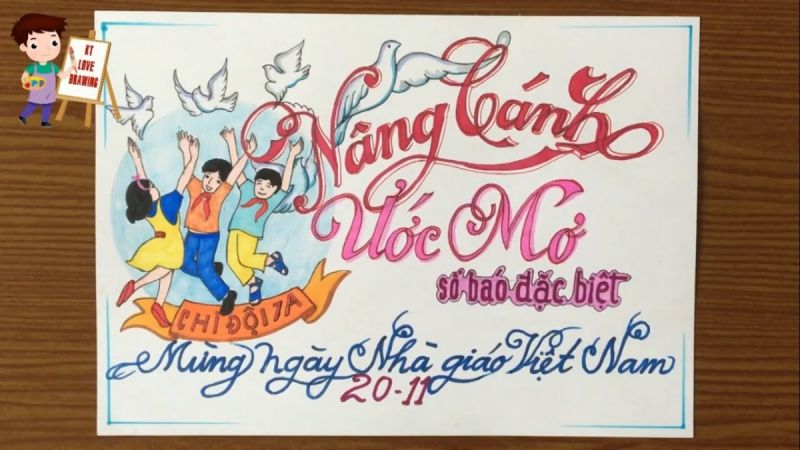 Hoạt động làm báo tường ngày 20/11 ý nghĩa. Ảnh: Internet