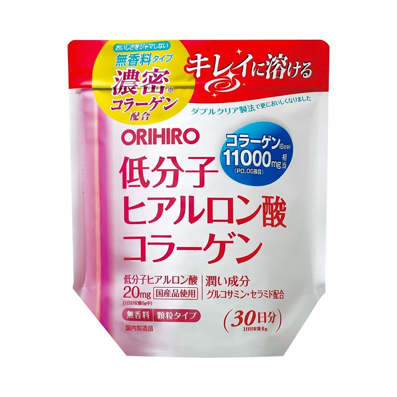Bột collagen Hyaluronic Acid Orihiro 11000mg là loại collagen Nhật tốt nhất, giúp tái tạo da, phù hợp sử dụng cho chị em phụ nữ