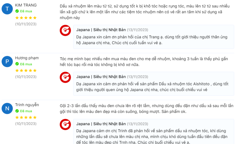 Review của người từng sử dụng dầu xả nhuộm tóc Aishitoto. Ảnh: Japana