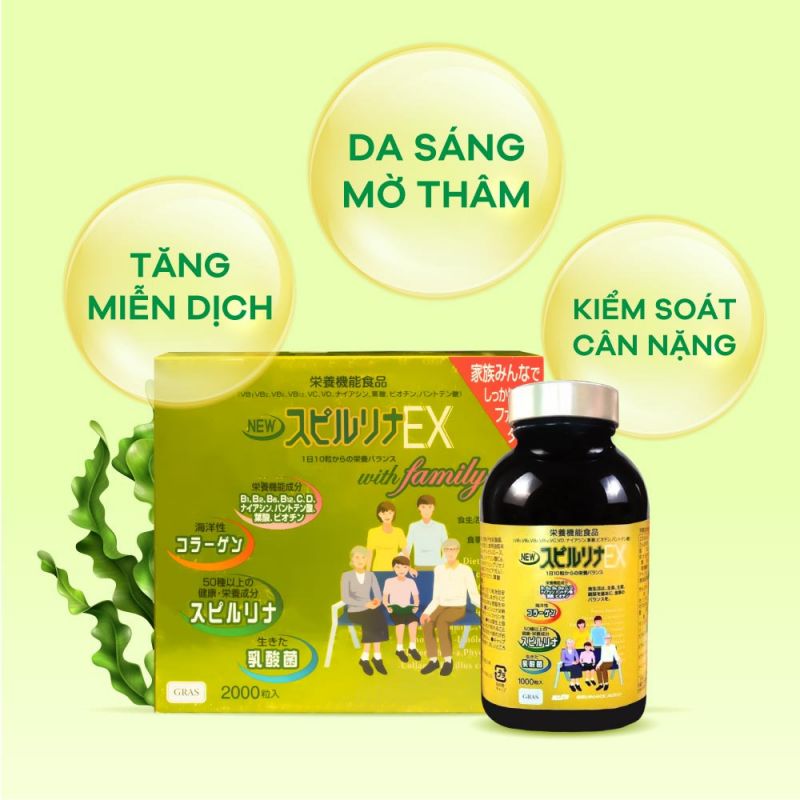 Tảo vàng Nhật Bản Spirulina EX 2000 viên