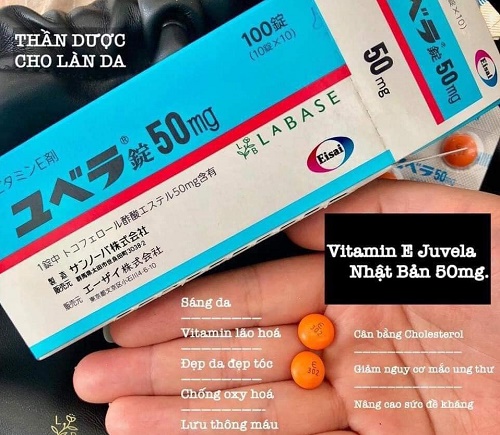 Viên uống bổ sung Vitamin E 50mg Eisai Juvela được ví như thần dược với làn da. Ảnh: Internet