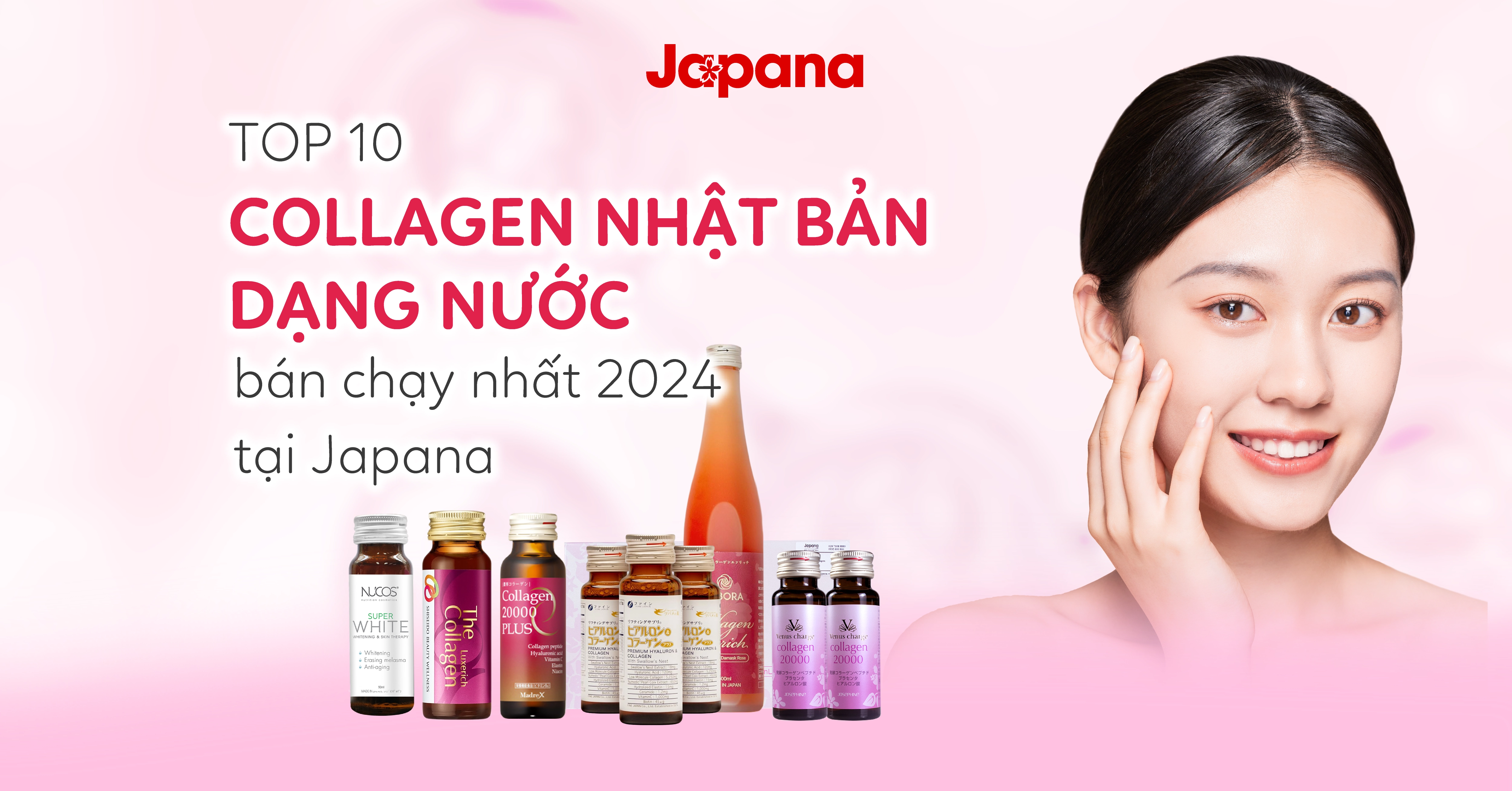 Top 10 collagen Nhật Bản dạng nước bán chạy nhất 2024 tại Japana