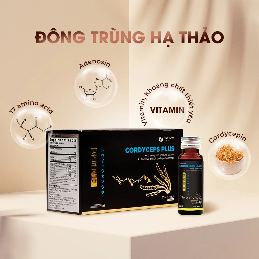 Review Chi Tiết Nước Uống Đông Trùng Hạ Thảo Fine Japan Nhật