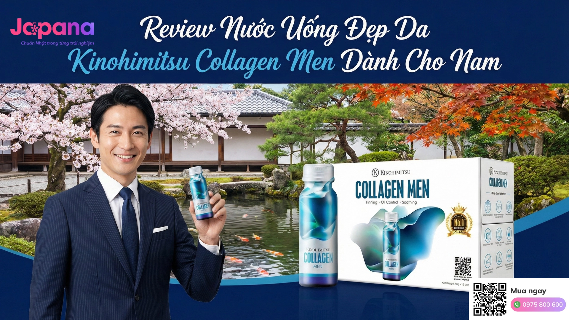 Review Nước Uống Đẹp Da Kinohimitsu Collagen Men Dành Cho Nam