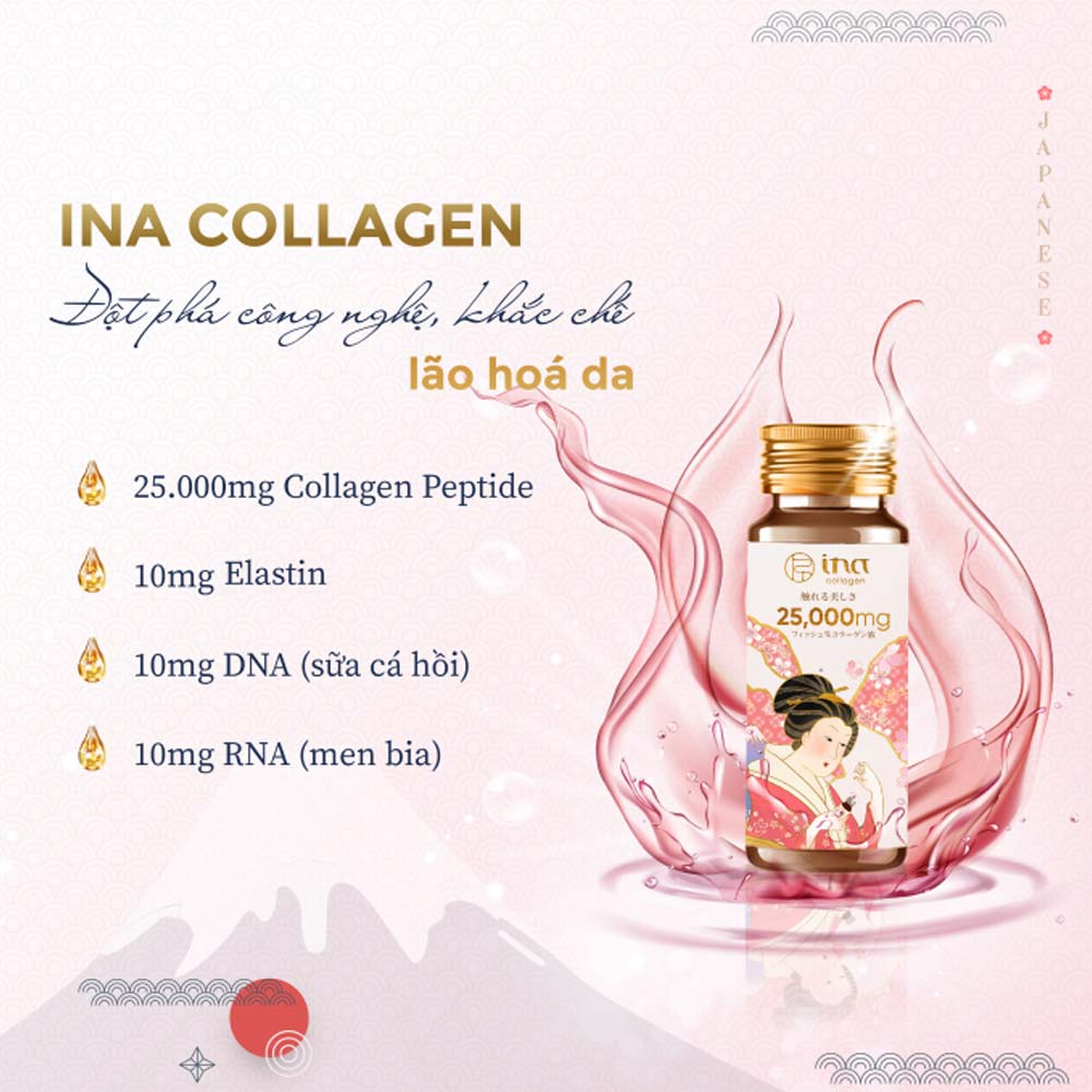 Nước uống Collagen Peptide INA bổ sung hàm lượng cao đến 25.000mg