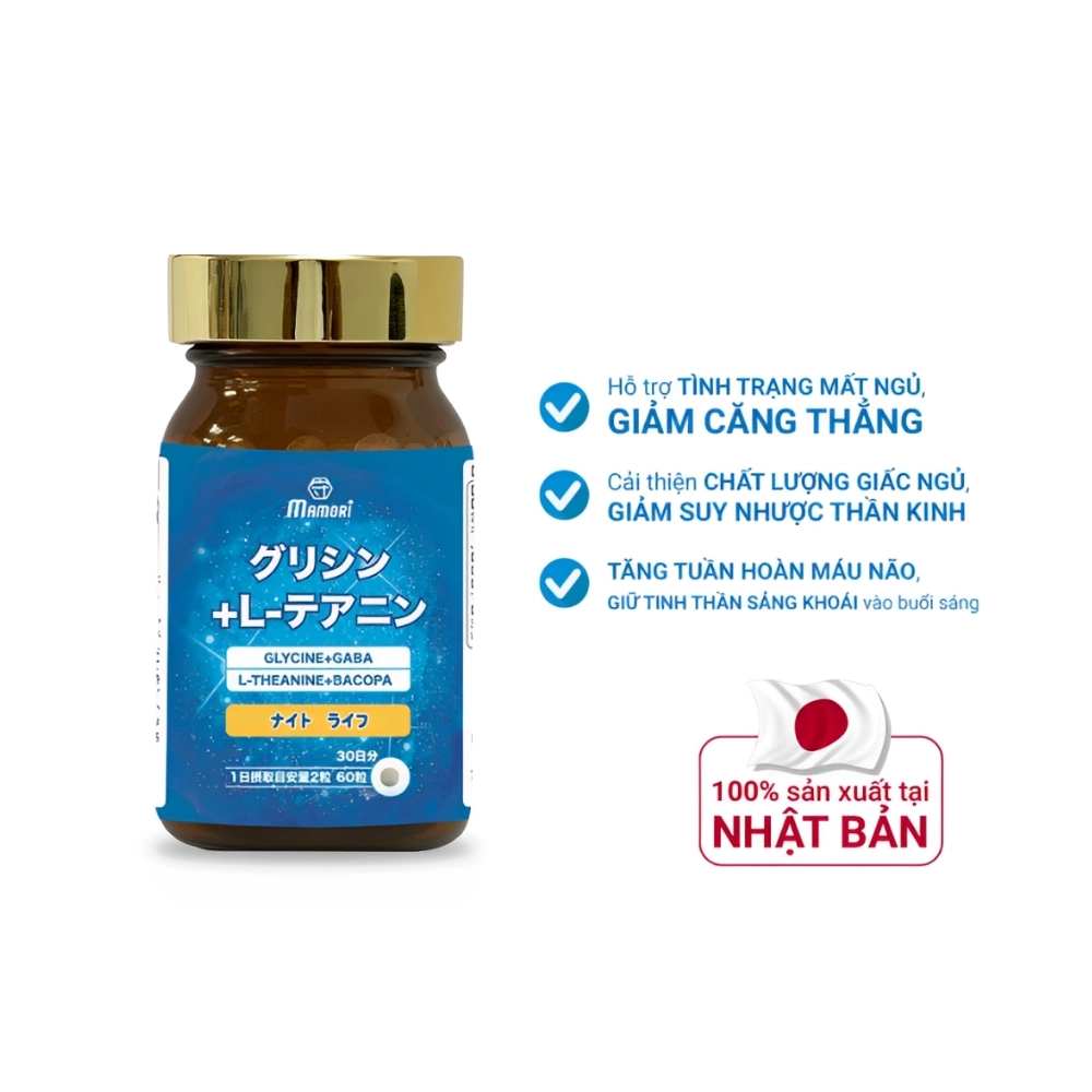 Viên uống hỗ trợ ngủ ngon Mamori Glycine L-theanine