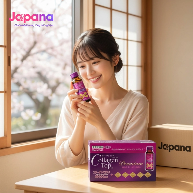 Nước uống Collagen Shinnippai Top Premium 10.000mg (Hộp 10 chai x 50ml)
