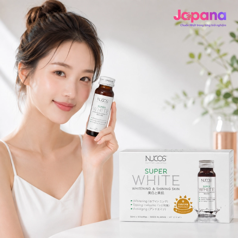 Nước uống Collagen trắng da, giảm nám Nucos Super White (Hộp 10 chai x 50ml)