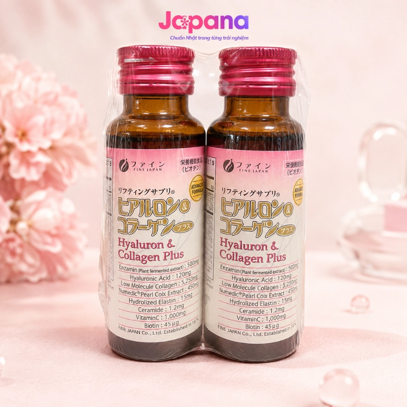 Nước uống Collagen & Hyaluron Fine Japan Plus 5.250mg - 2 chai x 50ml