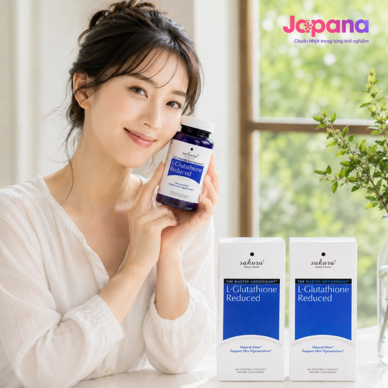 Combo 2 Viên uống trắng da Sakura L-Glutathione Reduced 60 Viên - Date 03/2027