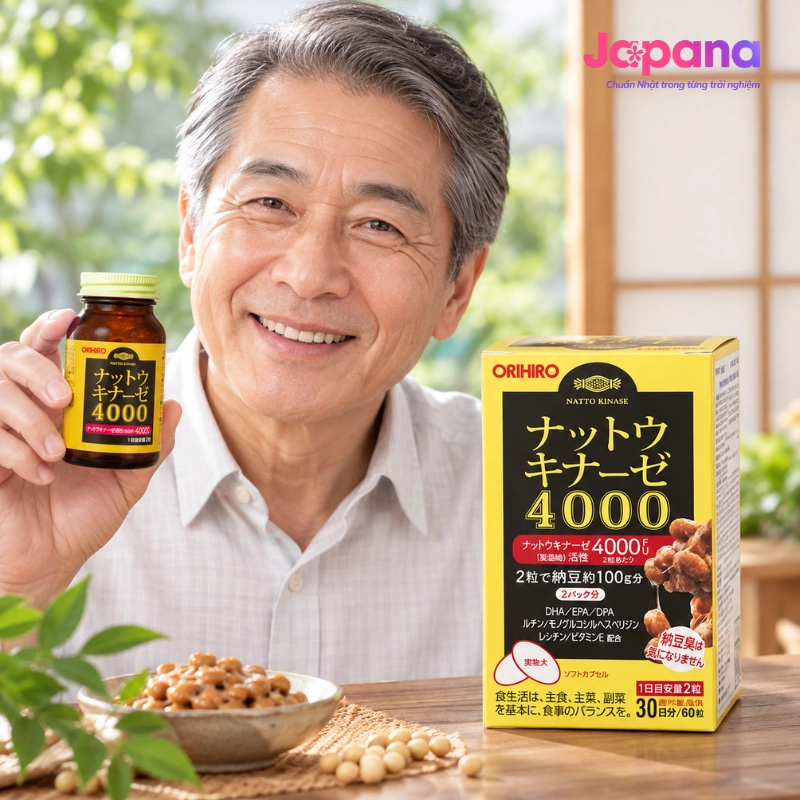 Viên uống hỗ trợ phòng ngừa tai biến, đột quỵ Orihiro Nattokinase 4000FU 60 viên