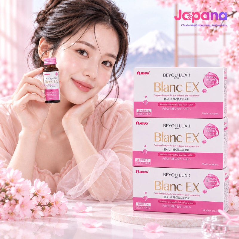 Combo 3 hộp Nước uống sáng da Placenta & Collagen 2in1 Beyou Lux Blanc EX (Hộp 10 chai x 50 ml)