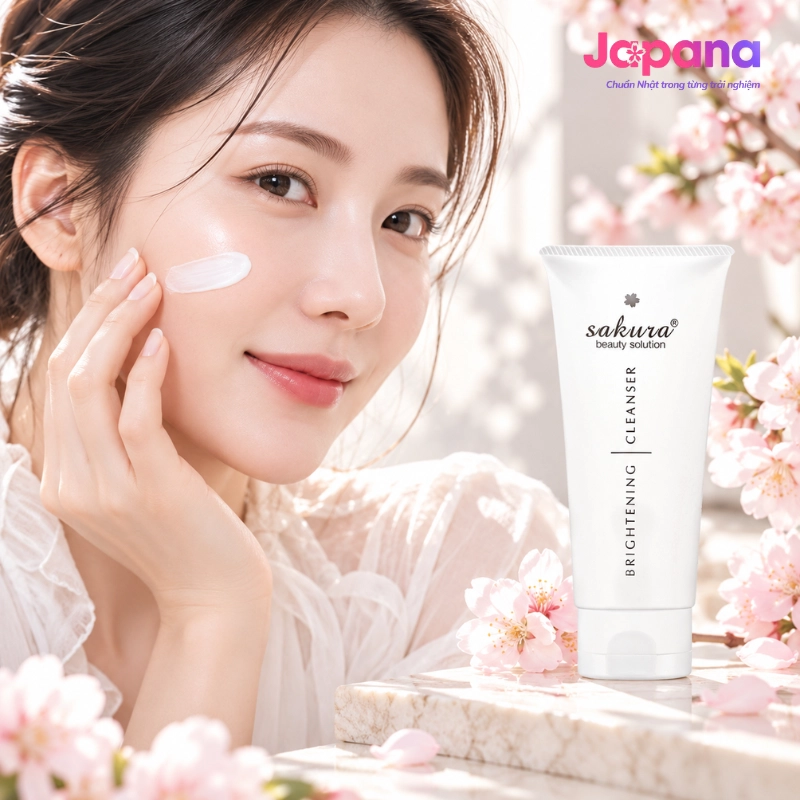 Sữa rửa mặt dưỡng trắng da, ngừa lão hoá Sakura Brightening Cleanser 100ml - Date 07/2030