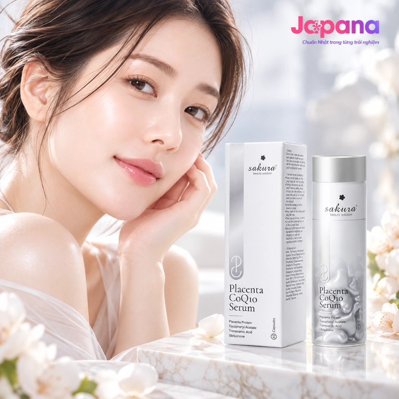 Serum dưỡng trắng, chống lão hóa Sakura Beauty Solution Placenta CoQ10 40 viên