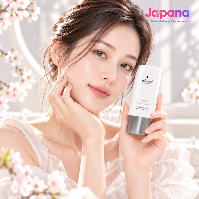 Nhũ tương chống nắng Sakura Physical Daily Defense SPF 50+ PA++++ 60ml - Date 08/2030
